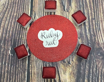 Ruby Red Glitter Handmade Watercolor