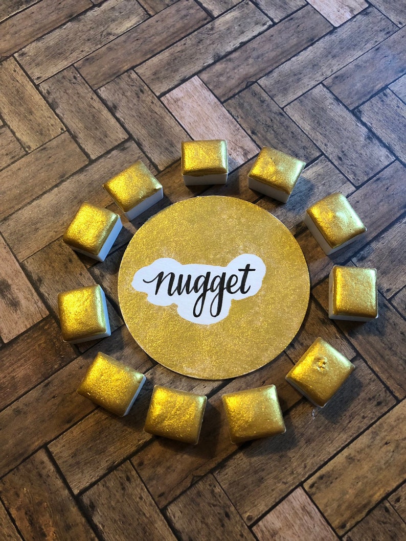 Nugget Gold Shimmer Metallic Handmade Watercolor image 5
