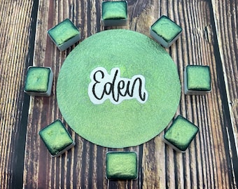 Eden Green Semi Shift Shimmer Metallic Handmade Watercolors