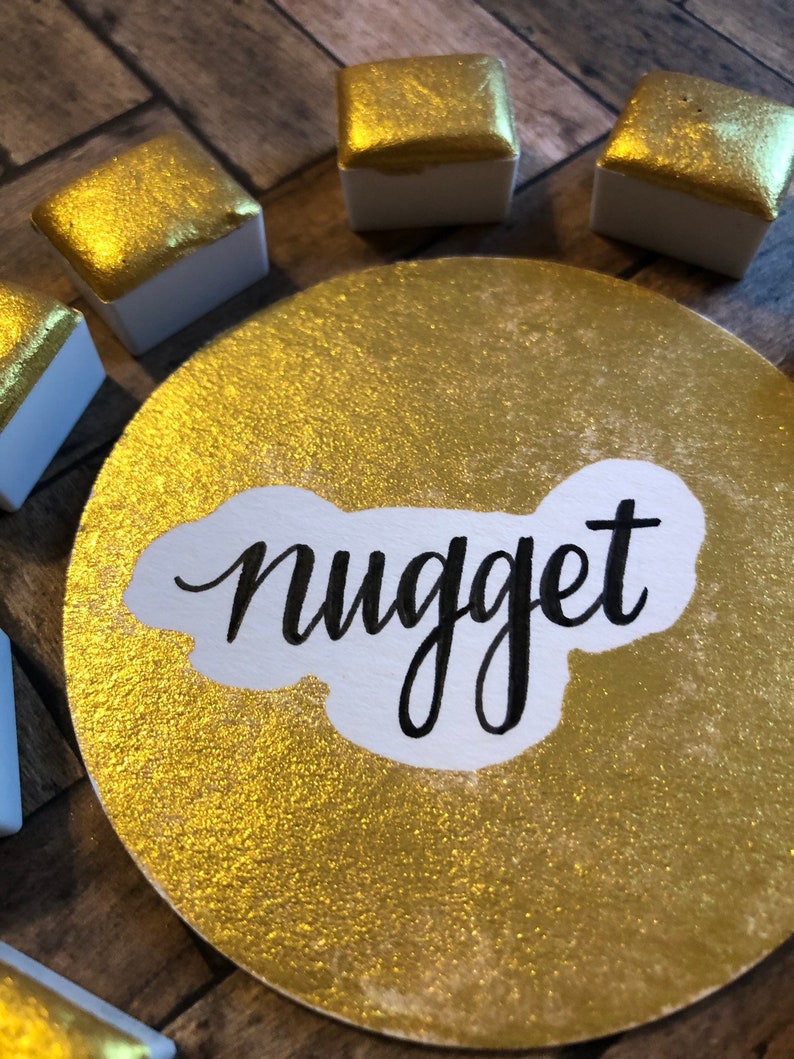 Nugget Gold Shimmer Metallic Handmade Watercolor image 8