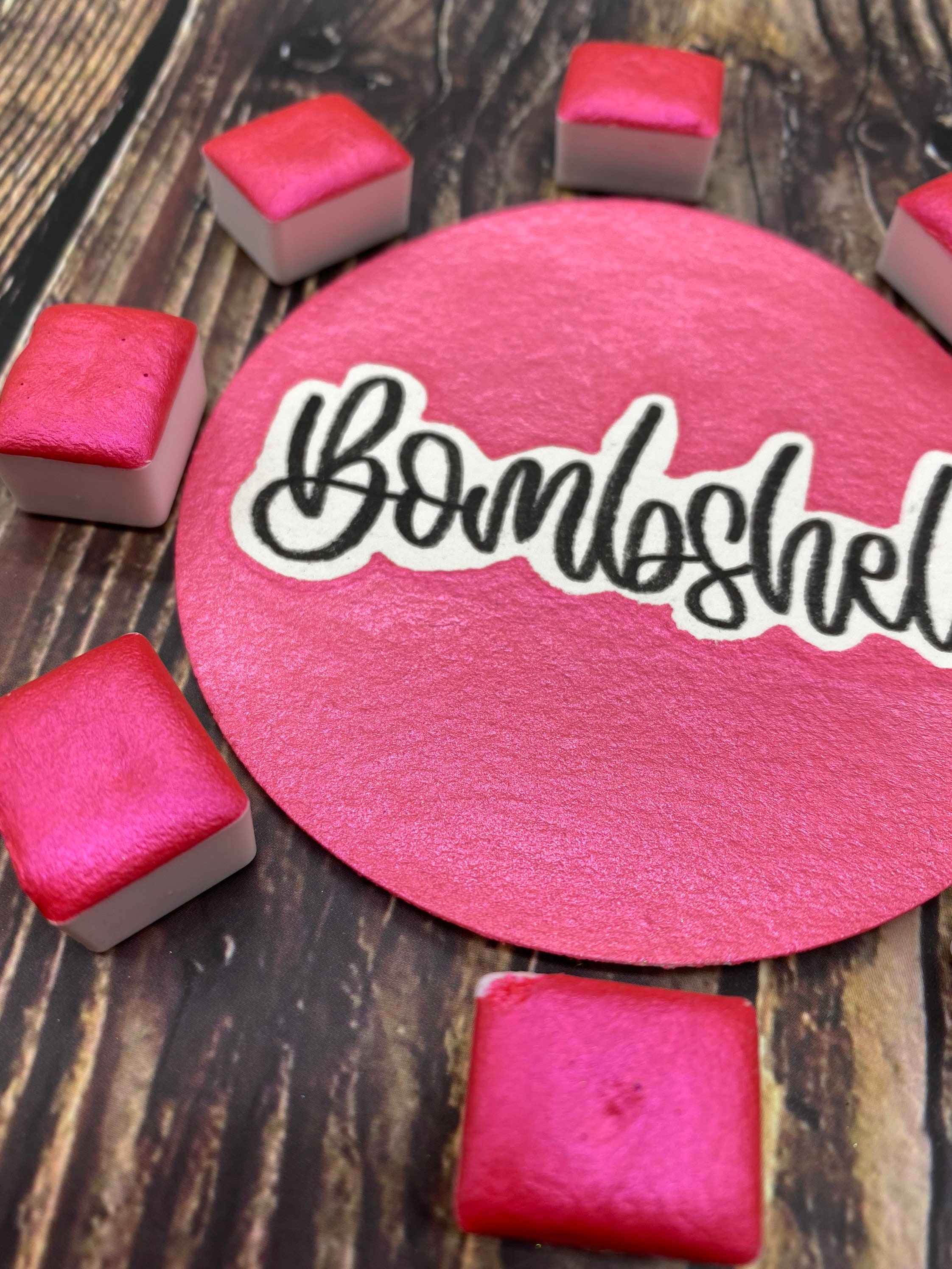 Bombshell Hot Pink Shimmer Metallic Handmade Watercolors - Etsy