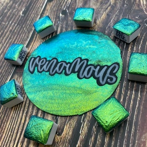 Venomous Green Blue Colorshift Handmade watercolor