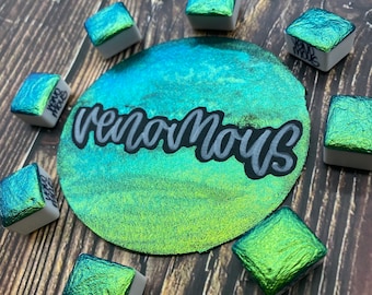 Venomous Green Blue Colorshift Handmade watercolor