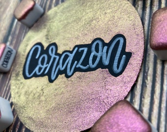 Corazón Pink Chameleon Handmade watercolor