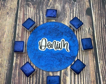 Denim Dark Blue  Handmade Watercolor