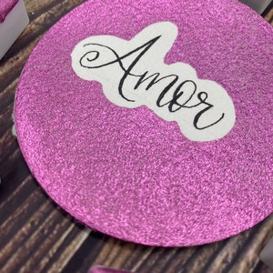 Amor Pink Glitter Acuarela hecha a mano imagen 8