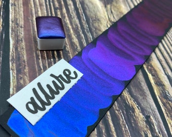 Allure Dark Purple Dark Blue Colorshift Shimmer Metallic Handmade watercolor