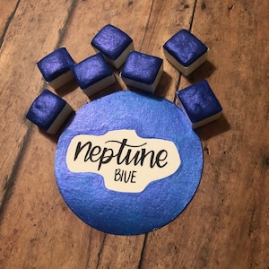 Neptune Blue Violet Shimmer Handmade Watercolor Half Pan