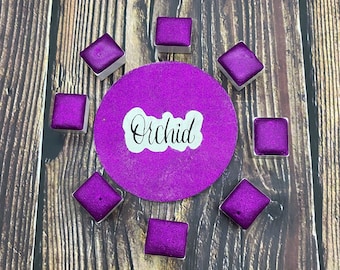 Orchid Purple Magenta Glitter Handmade Watercolor