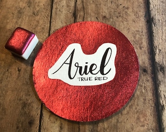 Ariel Red Metallic Handmade Watercolor Half Pan