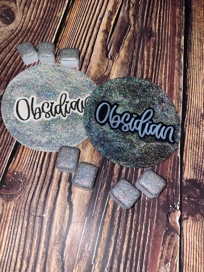 Obsidian Super Chunky Micro Flake Holographic Handmade watercolor image 6