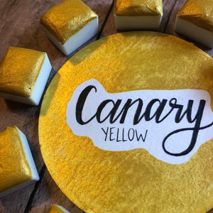 Canary Warm Deep Yellow Mezza padella acquerello fatta a mano immagine 7