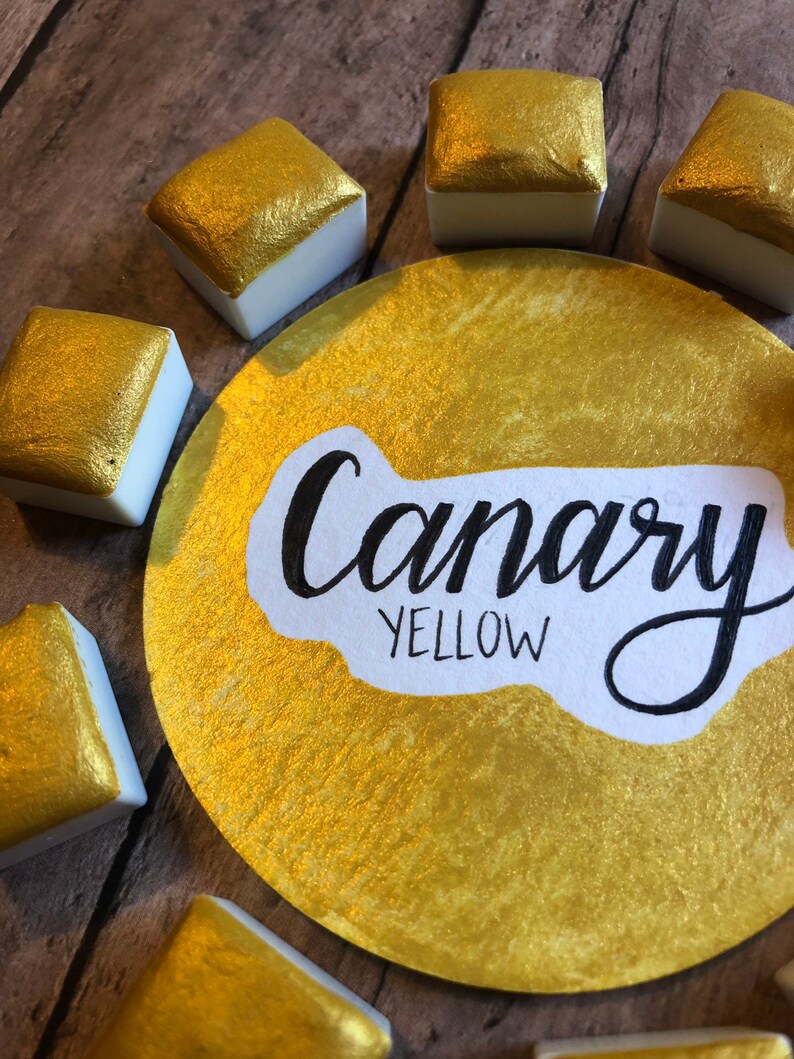 Canary Warm Deep Yellow Mezza padella acquerello fatta a mano immagine 7