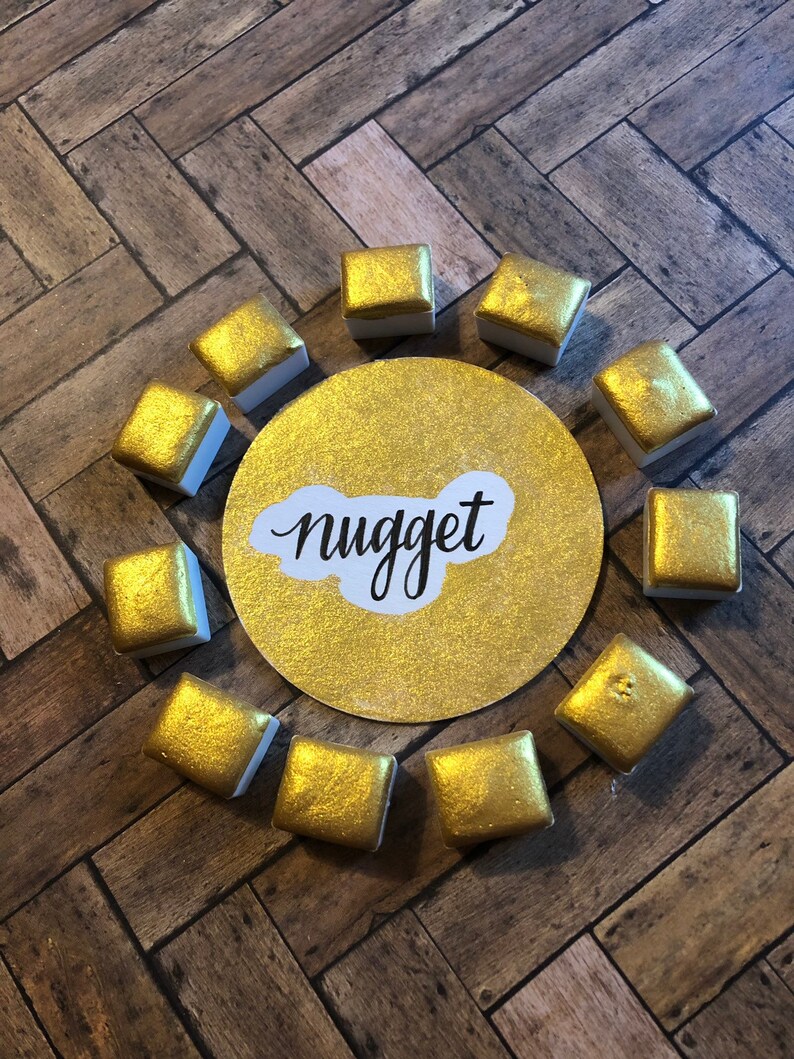 Nugget Gold Shimmer Metallic Handmade Watercolor image 4