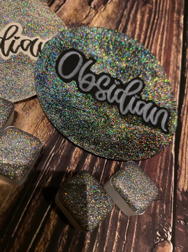 Obsidian Super Chunky Micro Flake Holographic Handmade watercolor image 4