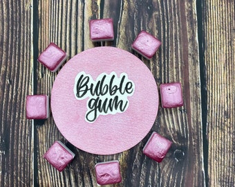 Bubblegum Pink Shimmer Metallic Handmade Watercolor