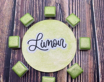 Limón Lime Green  Shimmer Metallic Handmade Watercolors