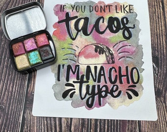 Pre Order Tacoholic  Collection 6 Color Set 2ml Half Pan Size Handmade Watercolor Hydracolour Artist Paint Palette