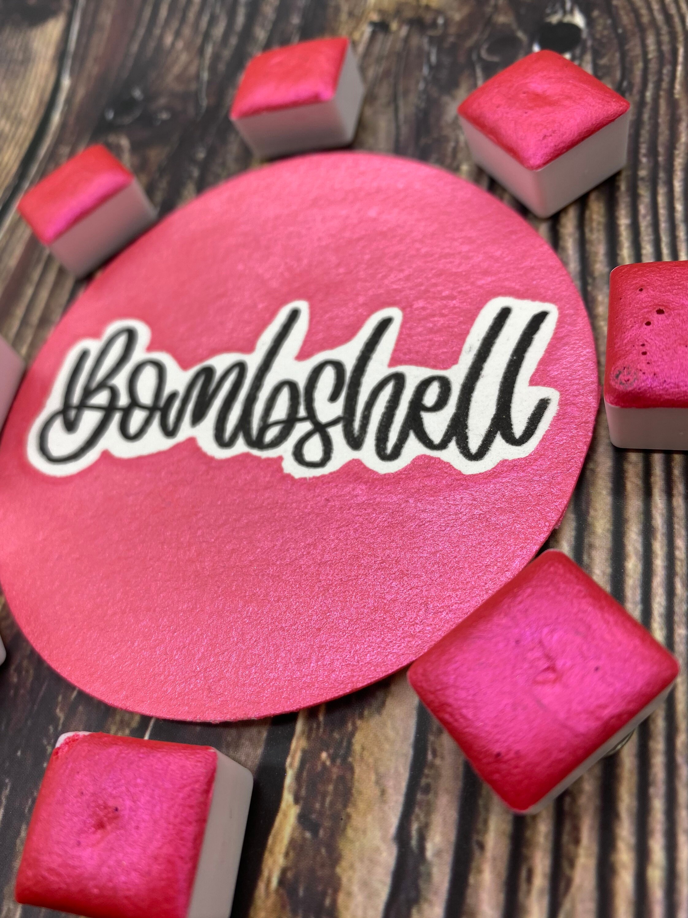 Bombshell Hot Pink Shimmer Metallic Handmade Watercolors - Etsy