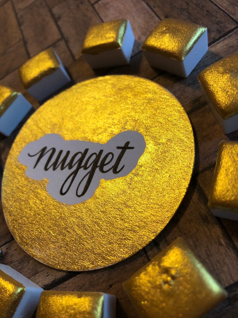 Nugget Gold Shimmer Metallic Handmade Watercolor image 6