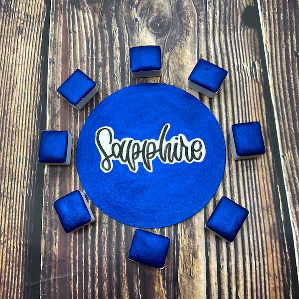 Sapphire Dark Blue  Handmade Watercolor