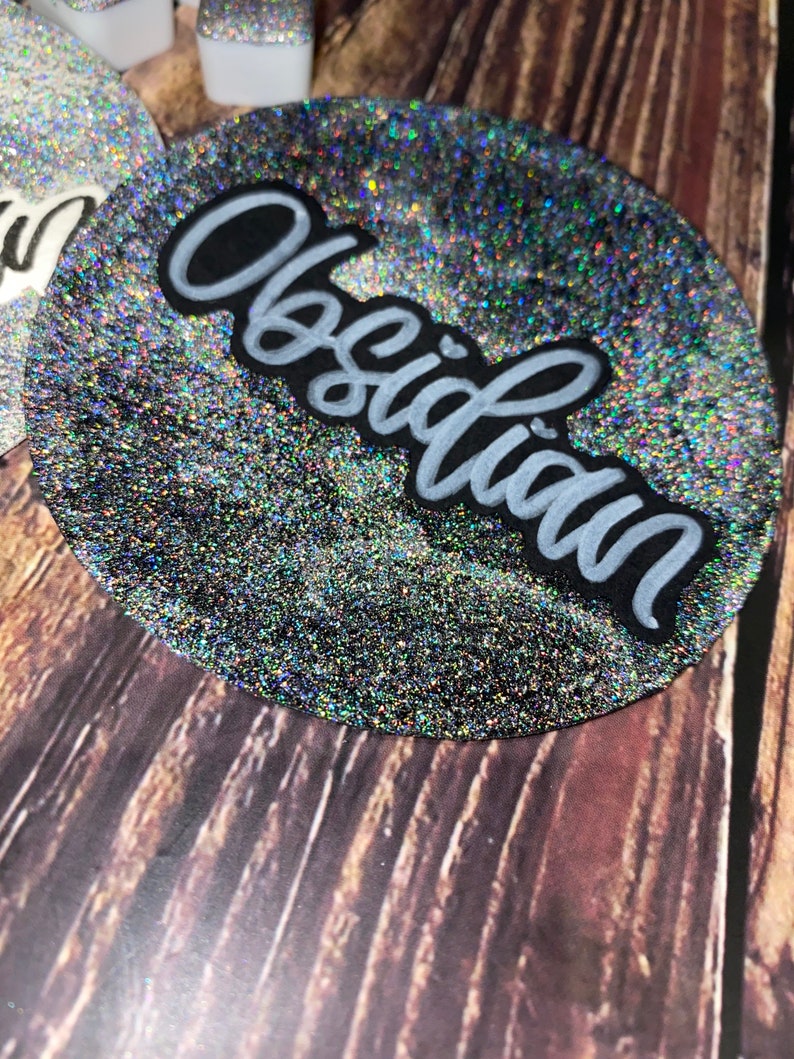 Obsidian Super Chunky Micro Flake Holographic Handmade watercolor image 1