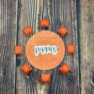 Poppies Orange Shimmer/Metallic Handmade Watercolor Half Pan Single