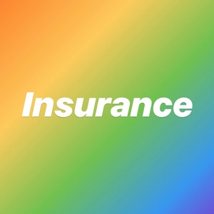 May include: The word "Insurance" in white text on a rainbow gradient background.