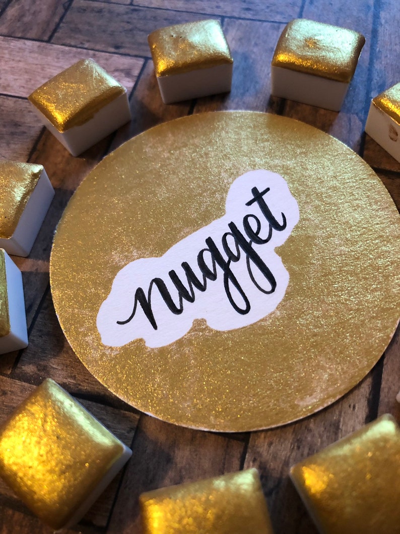 Nugget Gold Shimmer Metallic Handmade Watercolor image 2