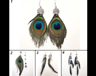 Natural feather earrings