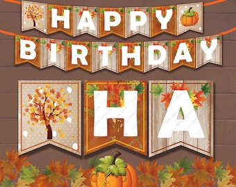 Fall Birthday Decor, 1st Birthday Banner, Fall Decoration, Autumn Birthday Banner, Pumpkin PRINTABLE Birthday Decorations