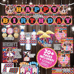 Pink Coco Birthday Decorations, Girl 1st Birthday Coco Party, Printable Coco Party Supplies, Pink Coco Banner, Girl Coco 1st Birthday