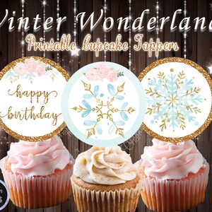 Winter ONEderland Cupcake Toppers, Winter Wonderland 1st Birthday, Printable Winter Wonderland, Winter Birthday, Snowflake Cup Cake Topper,