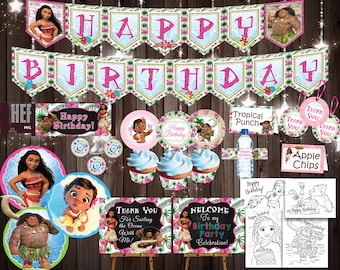 Moana Party Kit, INSTANT Download, Moana Birthday Party Package, Moana Party Decorations, Disney Moana,Moana Printable Party