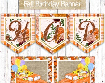 Fall Birthday Banner, Printable Fall Banner.