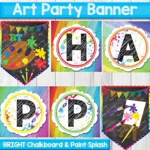 Kunst-Party-Banner, Kunst-Party-Dekorationen, Kunst-Party-Geburtstag, Regenbogen-Geburtstags-Dekor, Instant Download