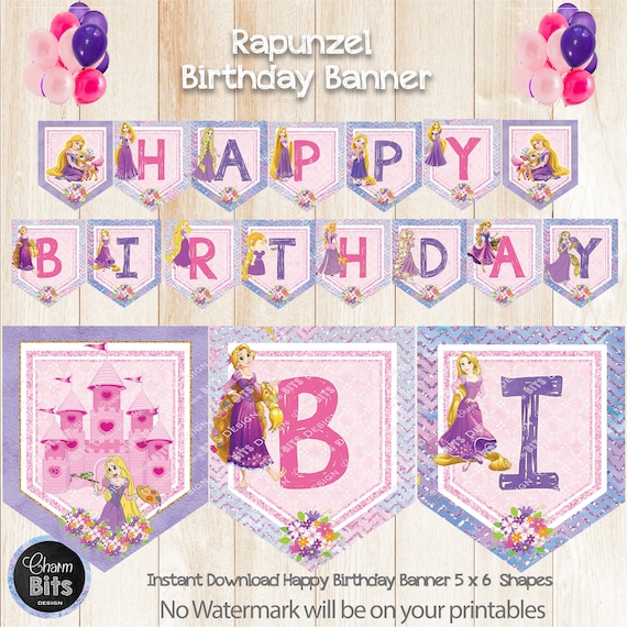 Tangled Birthday Decorations, Rapunzel Birthday Party, Rapunzel Birthday Banner, Princess Birthday, Rapunzel Birthday Banner, PRINTABLE Il_570xn
