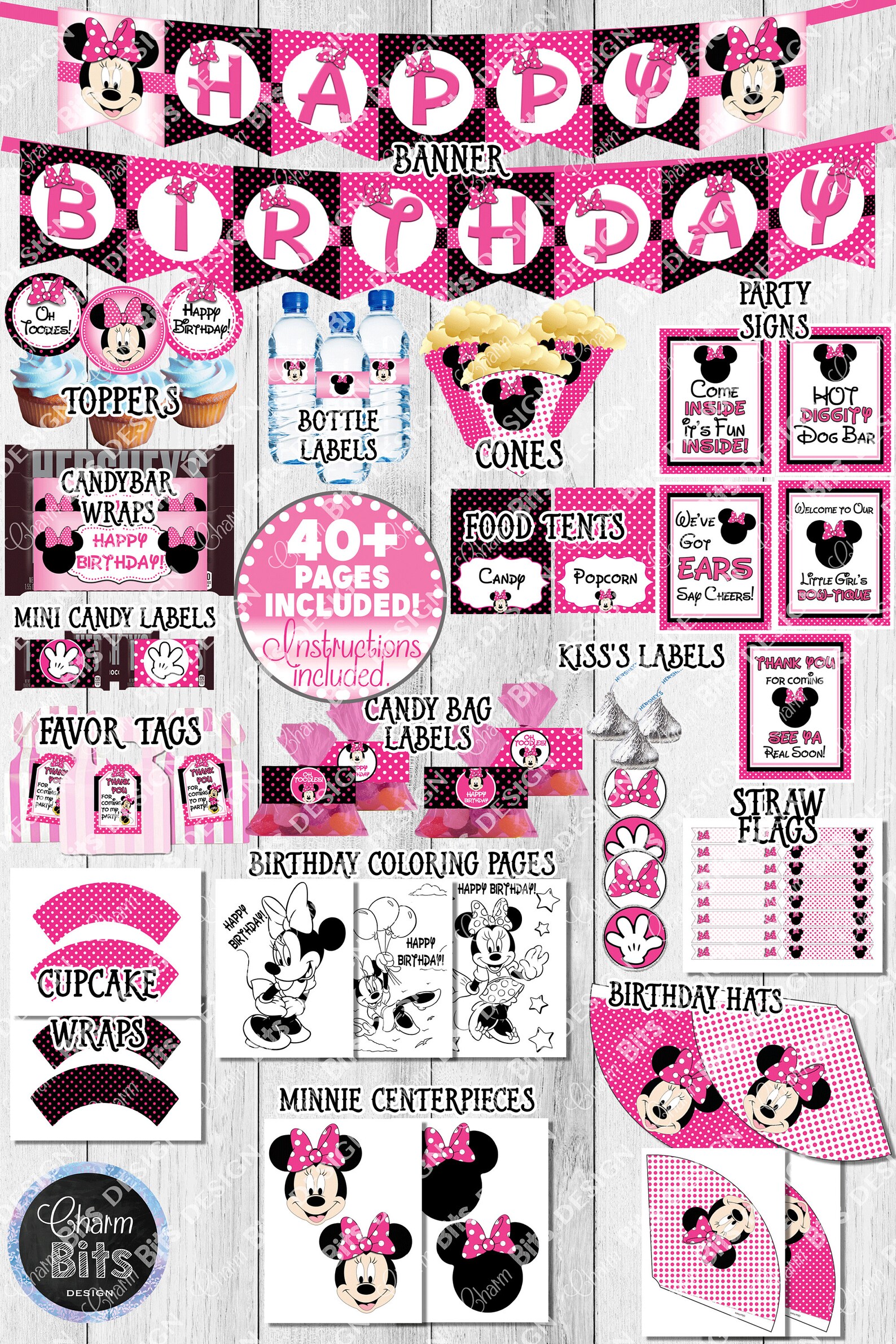 Minnie Mouse Birthday, Minnie Mouse Birthday Decorations, Printable ...