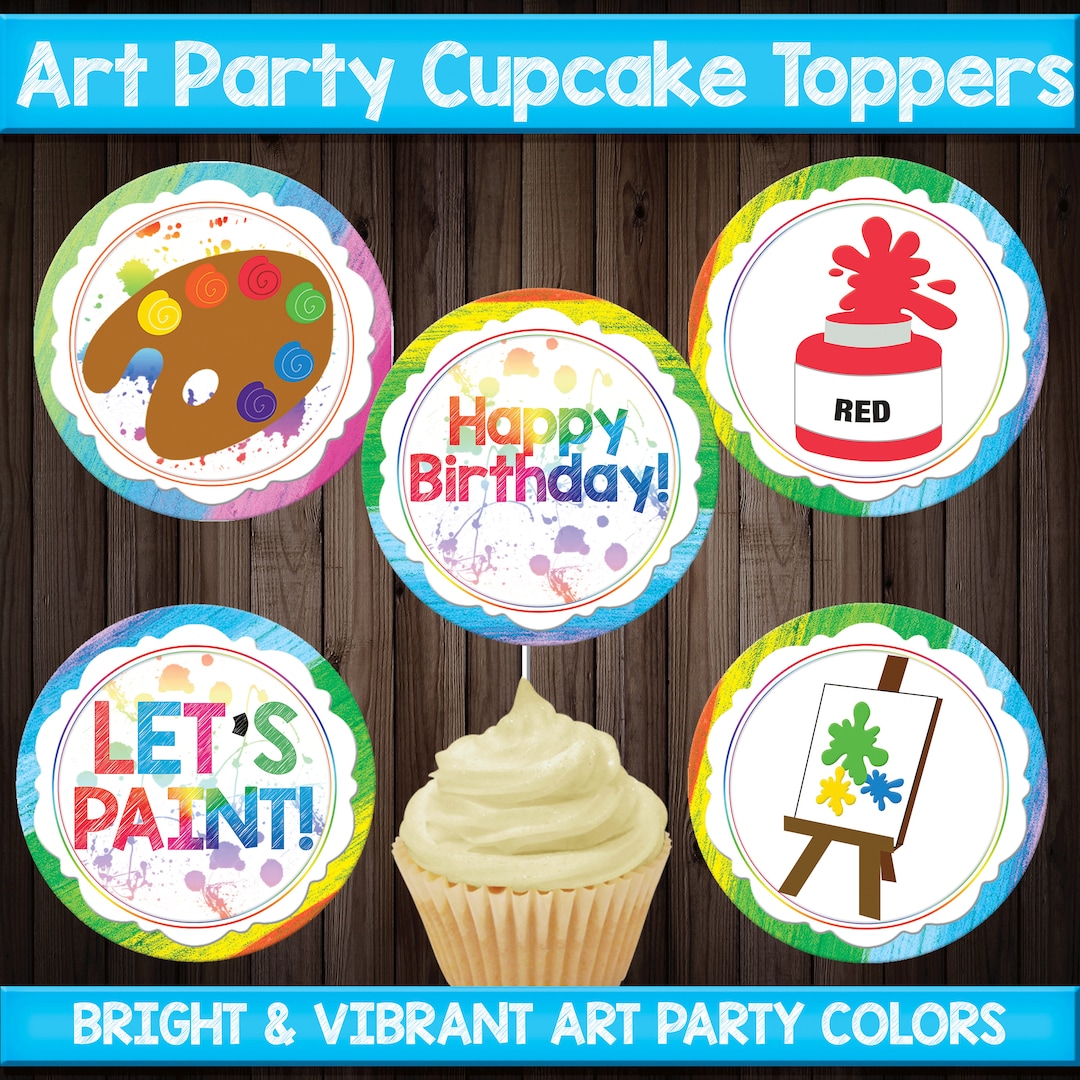 Art Party Cupcake Toppers, Art Party Printables, Dress for a Mess, Art ...