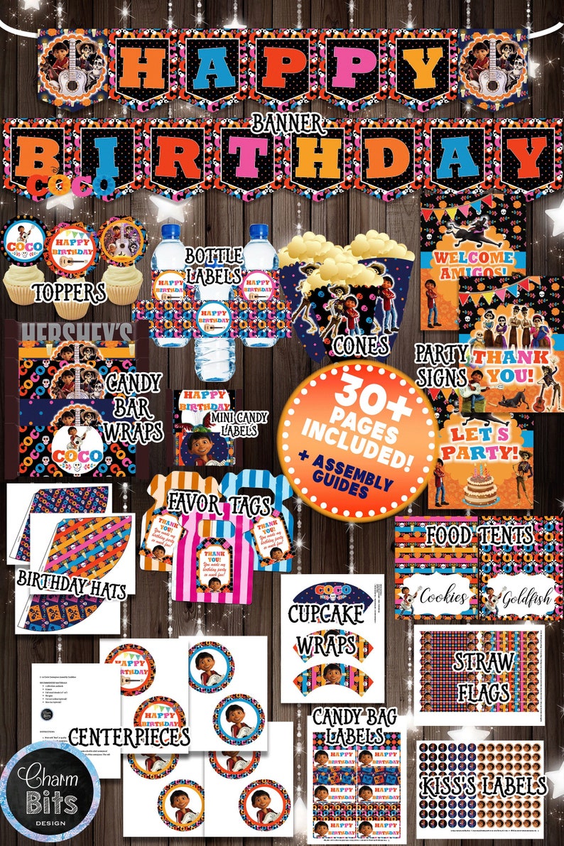 Coco Birthday Party Kit Coco Birthday Decorations PRINTABLE - Etsy