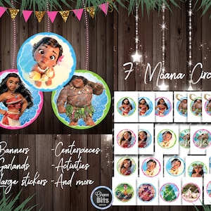 Moana Birthday decorations, Birthday Party Package, Party Supplies, Moana ALPHABET, Centerpieces, Favor Tags, Food Decor, Instant Download image 7