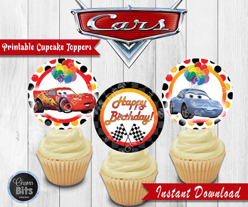Cars Cupcake Toppers Cars Printable Disney Cars Party Cars Etsy