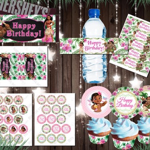 Moana Birthday decorations, Birthday Party Package, Party Supplies, Moana ALPHABET, Centerpieces, Favor Tags, Food Decor, Instant Download image 4