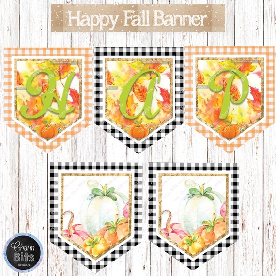 Fall Autumn Happy Birthday Banner, Printable Banner, INSTANT DOWNLOAD Il_570xn