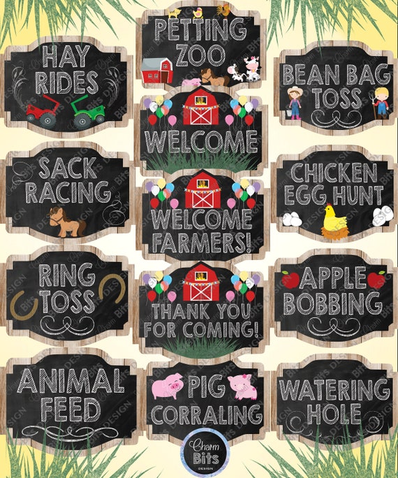 Barnyard Signs Farm Animal Decorations Printable Farm Animal Etsy