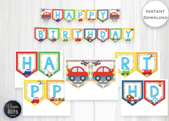 Transportation Birthday Banner First Birthday Banner 2nd Etsy Transportation Birthday Banner First Birthday Banner 2nd Etsy