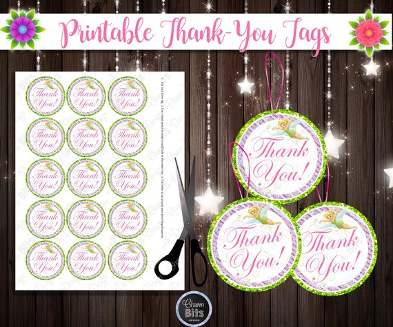 Tinkerbell Thank You Tags Tinkerbell Fairy Party Favors Etsy