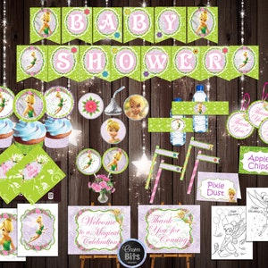TINKERBELL Baby Shower Dekorationen, Tinkerbell Baby Shower Party Paket, Tinkerbell Digital Instant Download