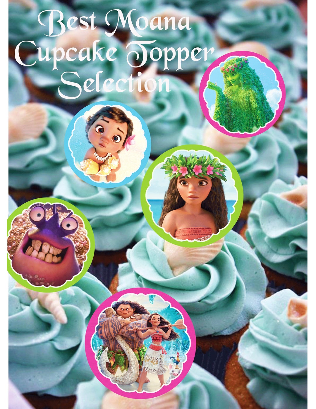 MOANA Cupcake Toppers, Printable Moana Decorations, Printable Colorful ...