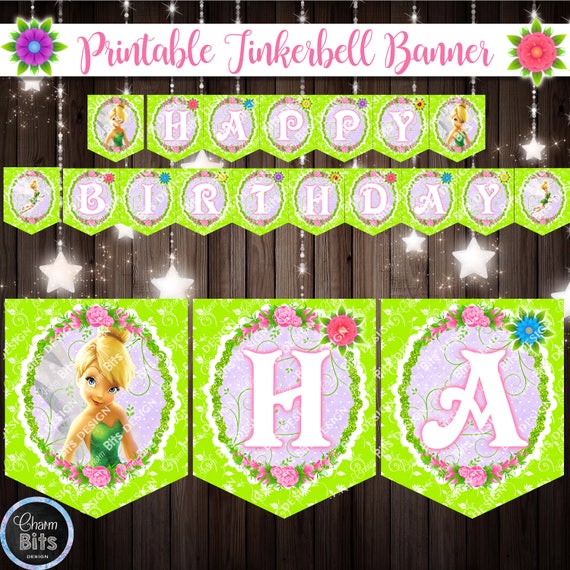 Printable Tinkerbell Banner Tinkerbell Birthday Party Pixie